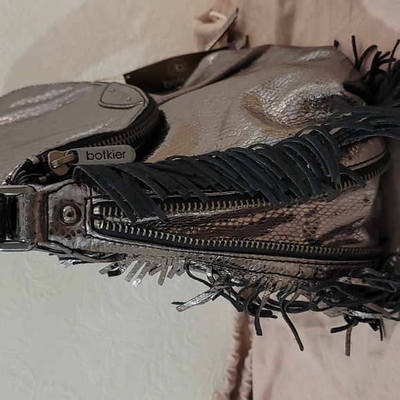 Botkier Snakeskin Metallic Pewter Boho Bag - Picture 6 of 7